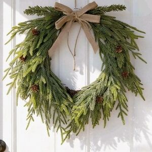 Wreath 21" Wide Hang Green Faux Pine Simple Classic Home Door Decor